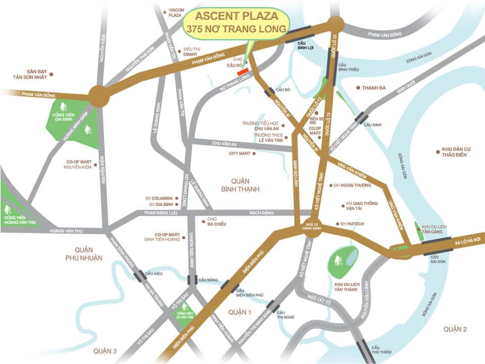 vị tr&iacute; ascent plaza nơ trang long - ASCENT PLAZA NƠ TRANG LONG