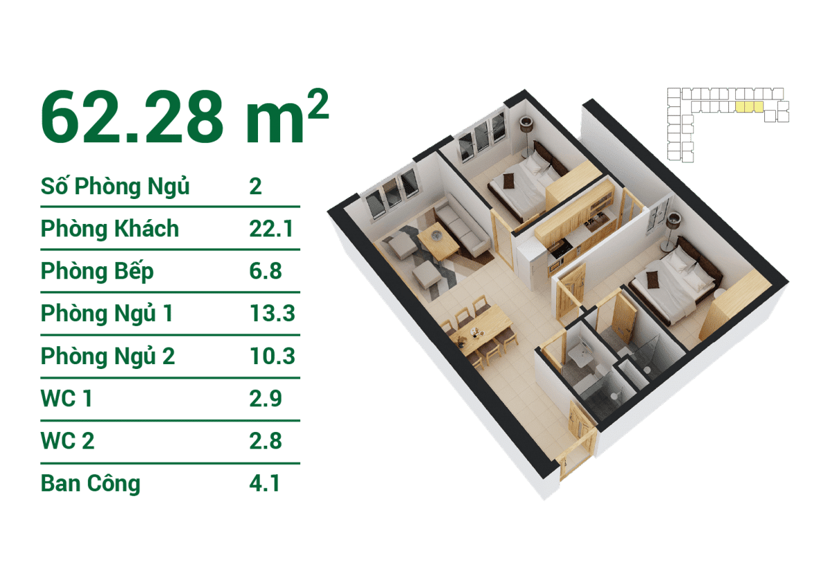 Căn hộ 62.28 m2 tại zen tower Căn hộ 62.28 m2 tại zen tower