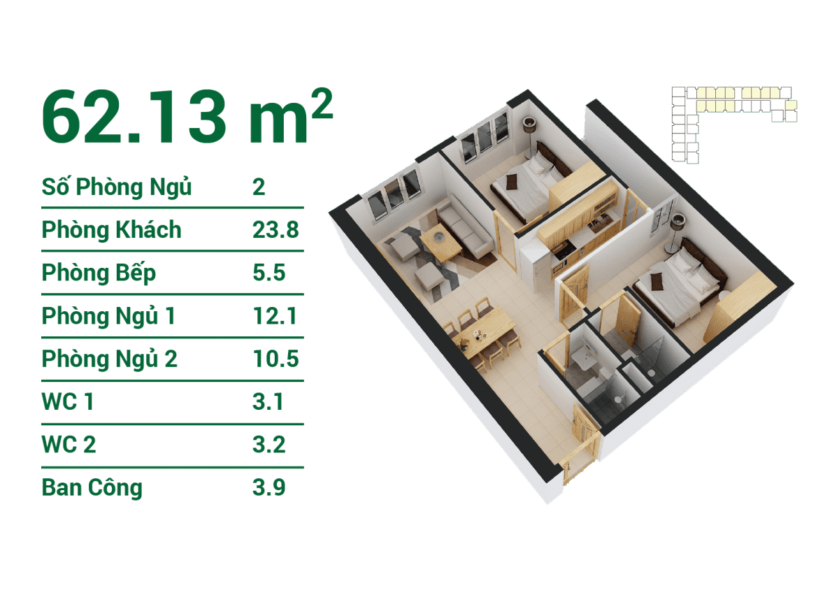 Căn hộ 62.13 m2 tại zen tower Căn hộ 62.13 m2 tại zen tower