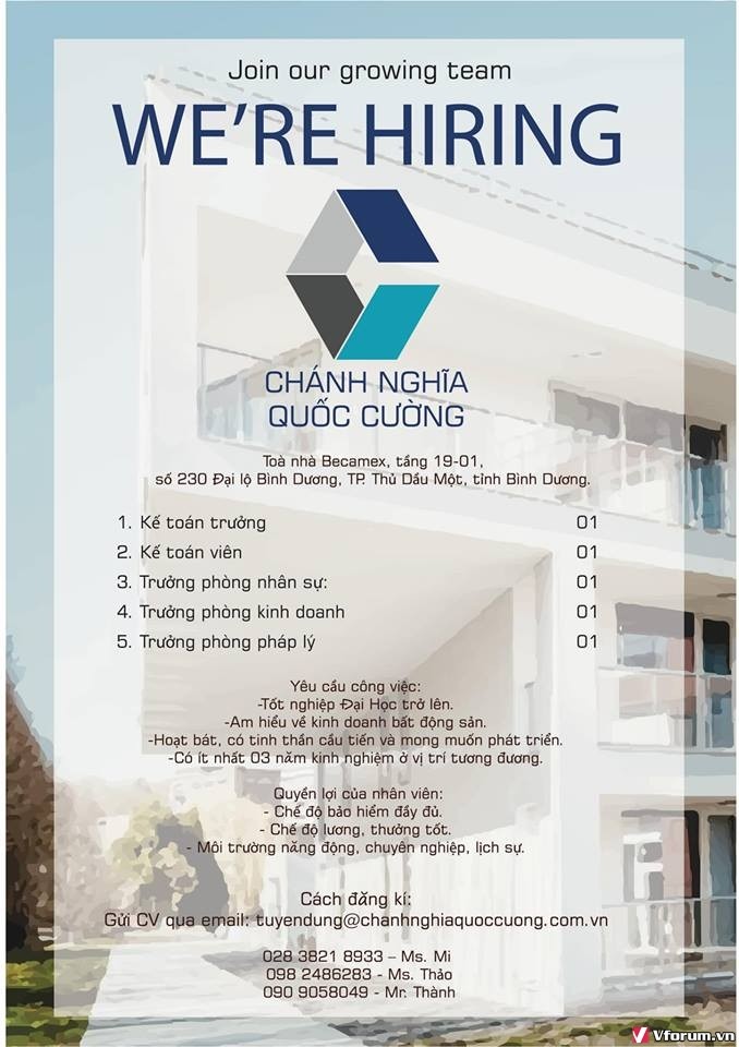 Tuyển dụng Ch&aacute;nh Nghĩa Quốc Cường