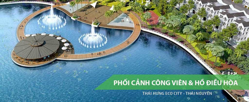 C&ocirc;ng vi&ecirc;n v&agrave; Hồ điều h&ograve;a Crown Villas Th&aacute;i Nguy&ecirc;n