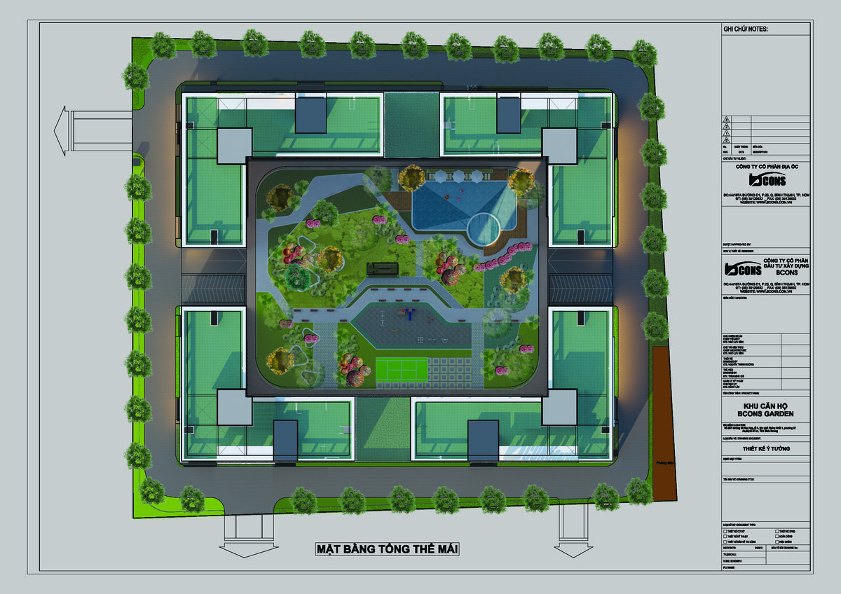 Thiết kế tầng mảng xanh tại s&acirc;n thượng Bcons Garden