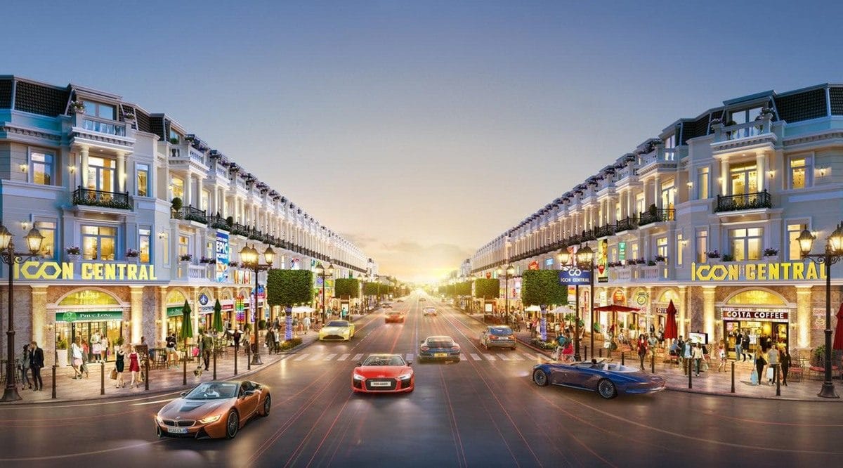Khu phố trung t&acirc;m của Icon Central lộ giới 25m
