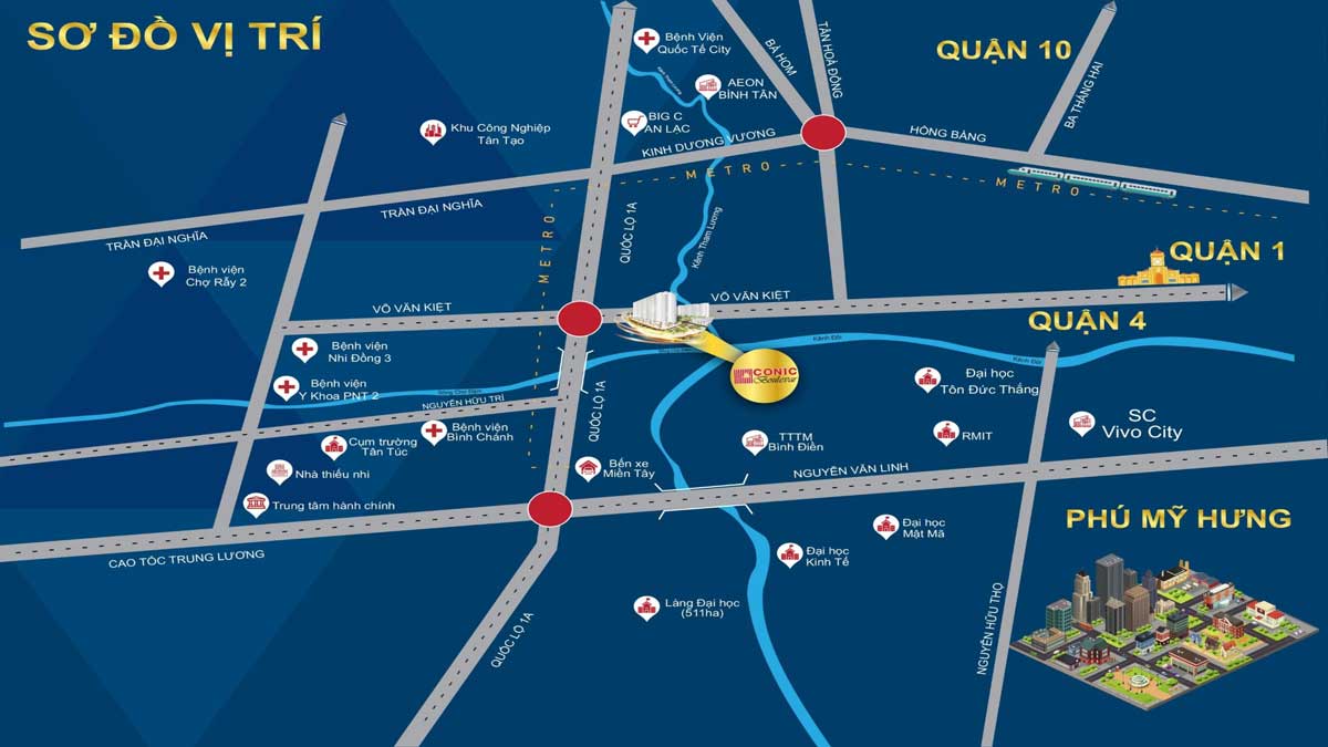 Vị trí Dự án Căn hộ Chung cư Conic Boulevard Huyện Bình Chánh, Tp.HCM Vị trí Dự án Căn hộ Chung cư Conic Boulevard Huyện Bình Chánh, Tp.HCM