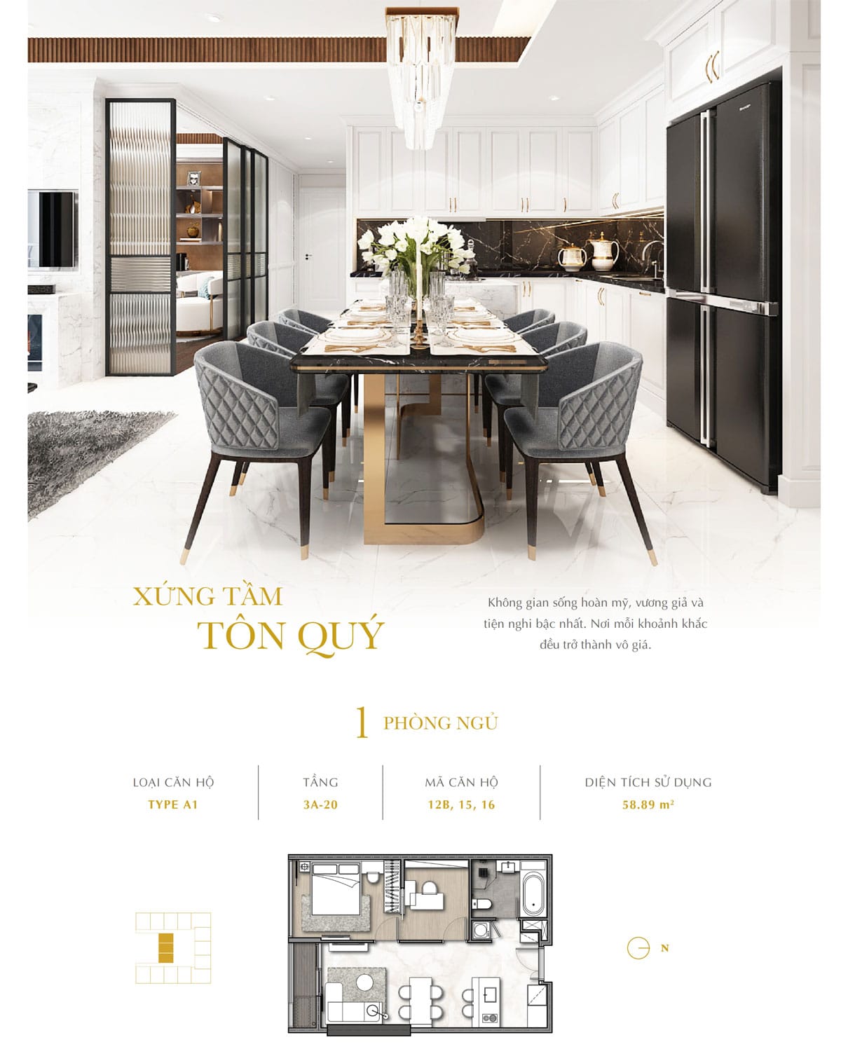 Thiết kế Căn hộ 2 PN The Royal Đà Nẵng Thiết kế Căn hộ 1 PN The Royal Đà Nẵng