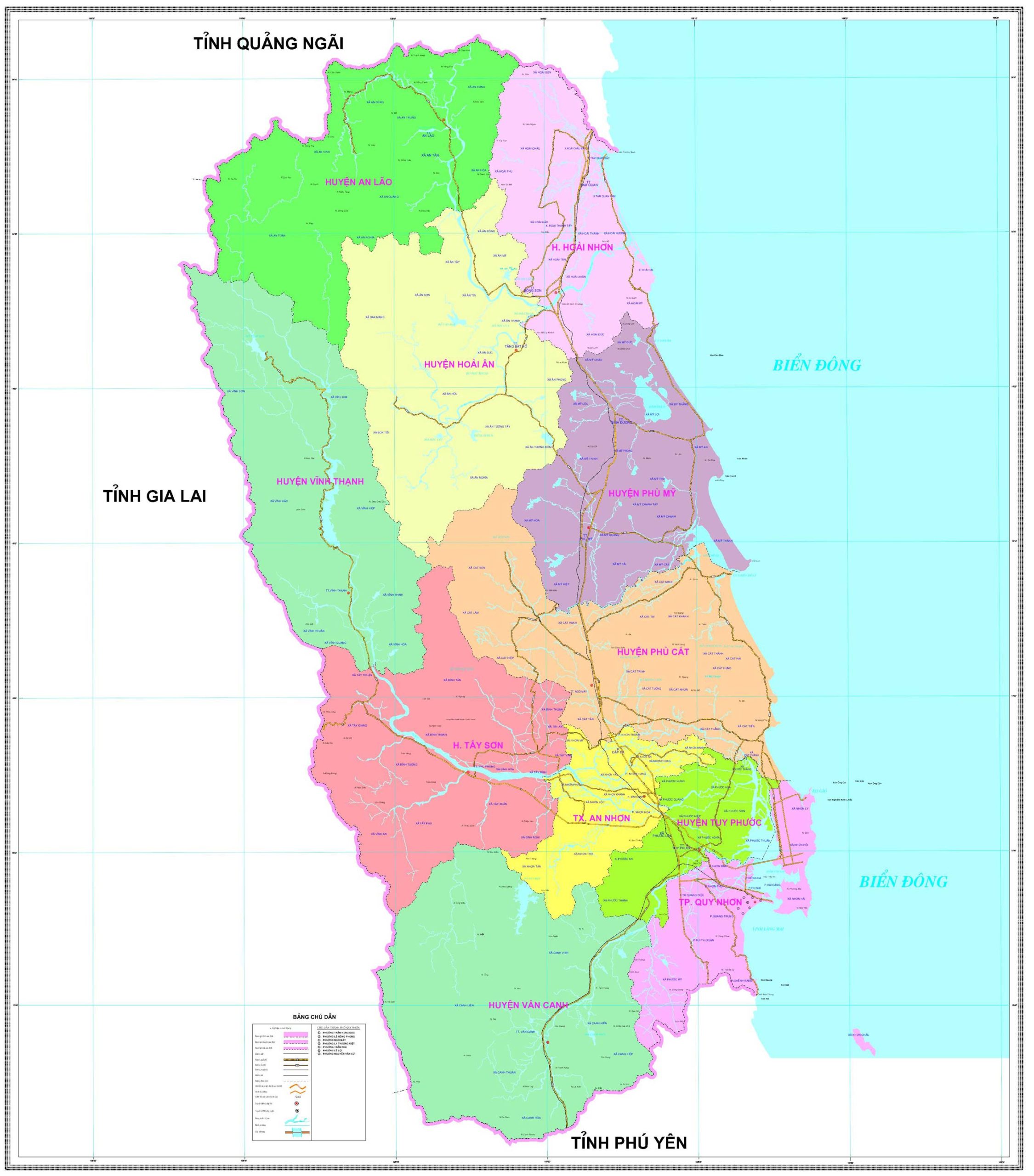 Bản đồ Hành chính Tỉnh Bình Định mới nhất - Click để phóng to chi tiết ban-do-hanh-chinh-tinh-binh-dinh