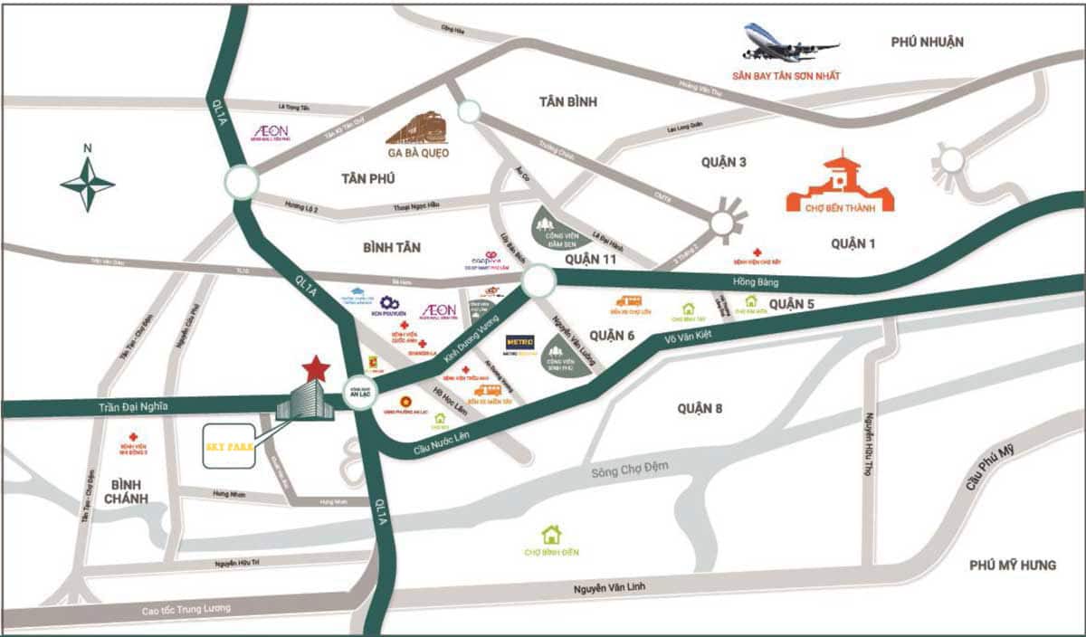 Vị trí Dự án Căn hộ Sky Park Bình Chánh Vị trí Dự án Căn hộ Sky Park Bình Chánh