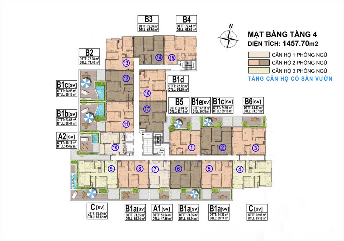 Mặt bằng Tầng 4 Mặt bằng Tầng 4