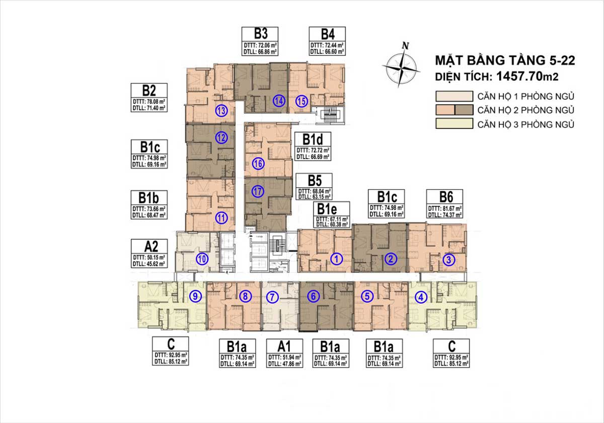 Mặt bằng Tầng 5 – 22 Mặt bằng Tầng 5 – 22