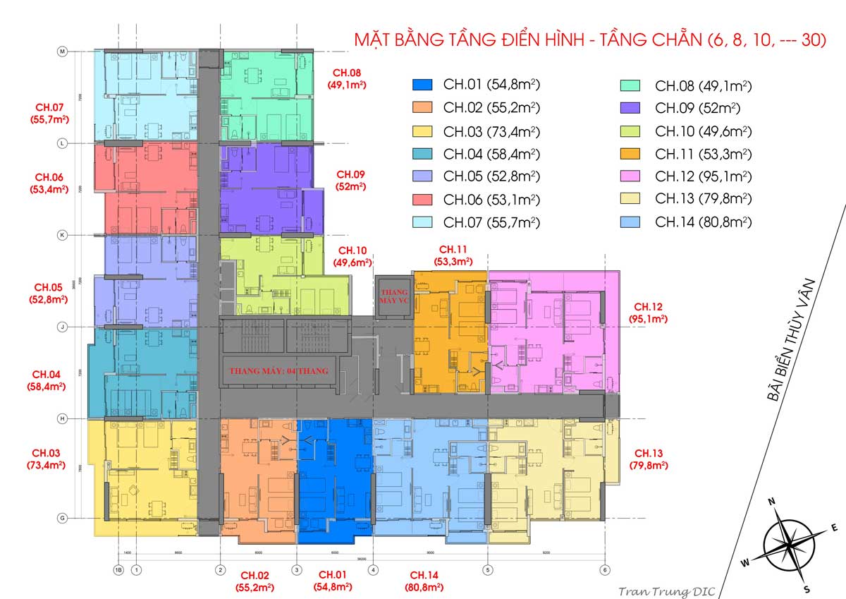 Mặt bằng Tầng Chẵn 6 – 30 Mặt bằng Tầng Chẵn 6 – 30