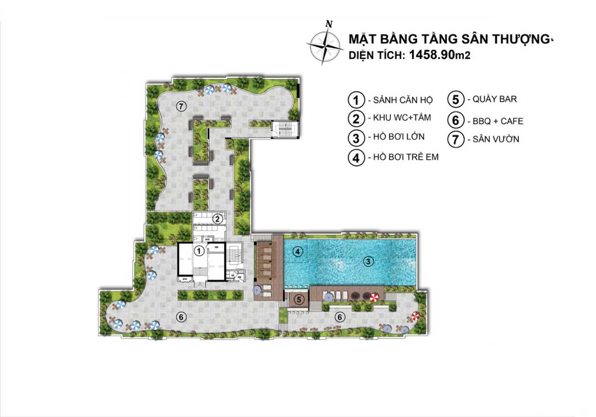 Mặt bằng Tầng Thượng Mặt bằng Tầng Thượng