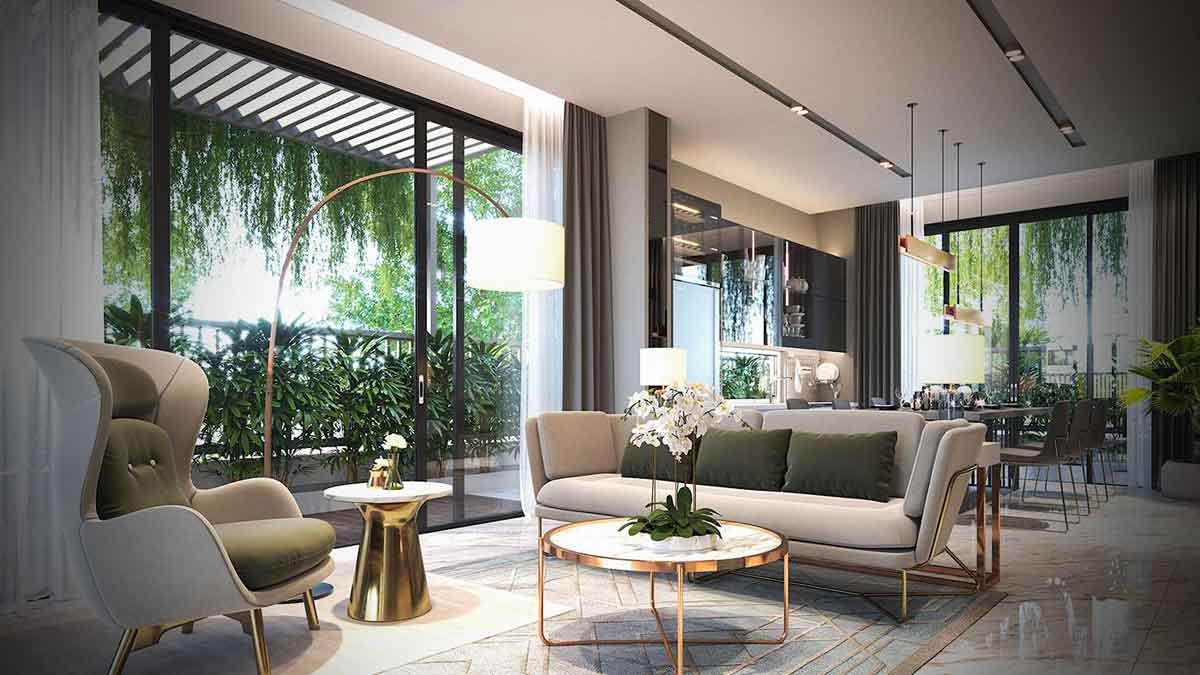 Ph&ograve;ng kh&aacute;ch biệt thự