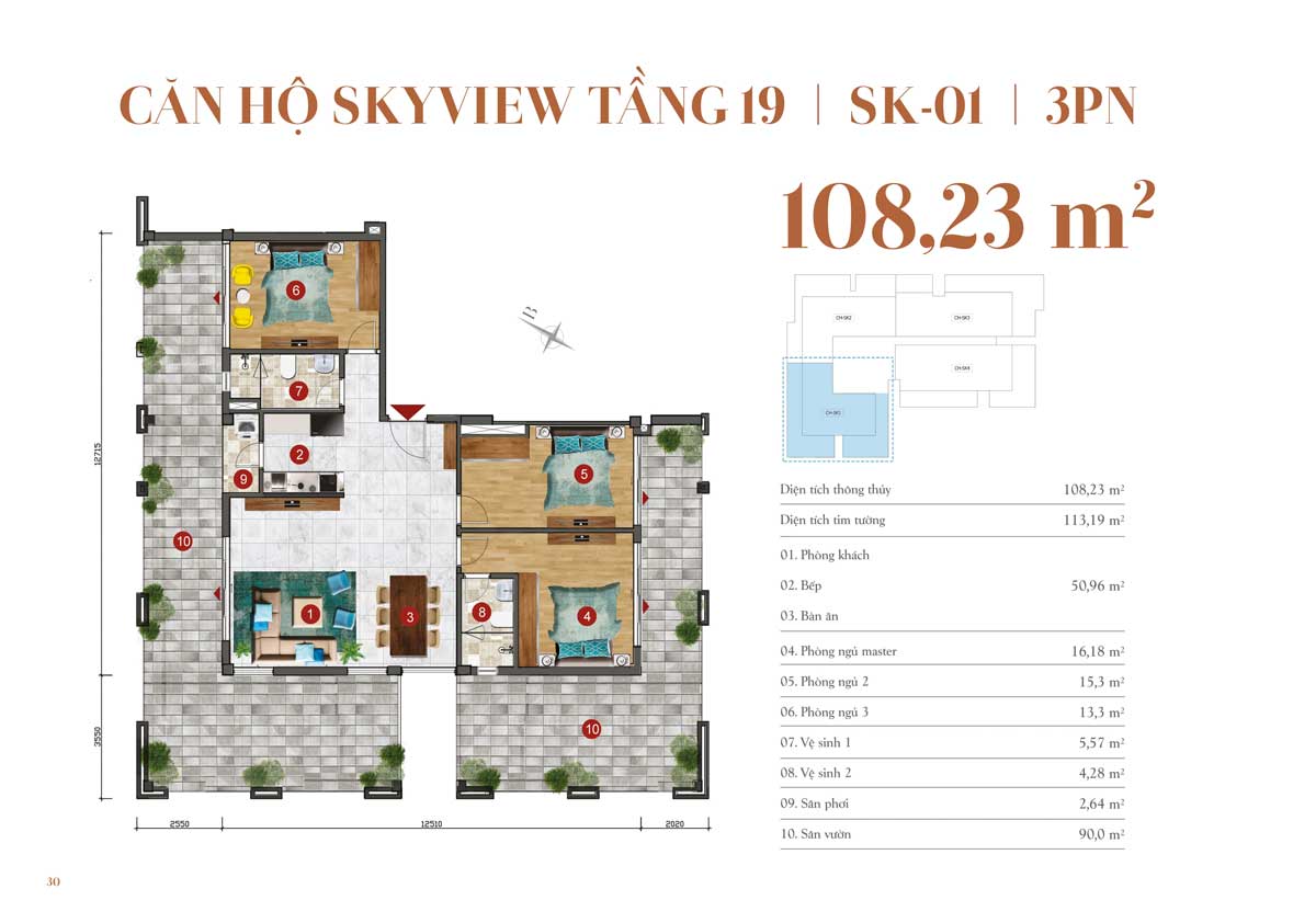Thiết kế căn hộ 108,23m2 &ndash; 3 PN