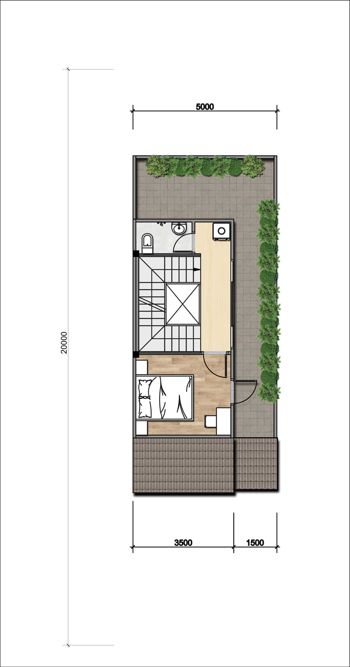 Thiết kế Tầng Thượng Nh&agrave; phố 2 m&aacute;i