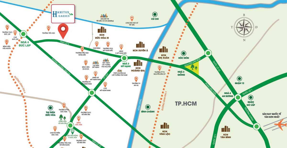 Vị trí Dự án Hamilton Garden Đức Hòa Long An Vị trí Dự án Hamilton Garden Đức Hòa Long An