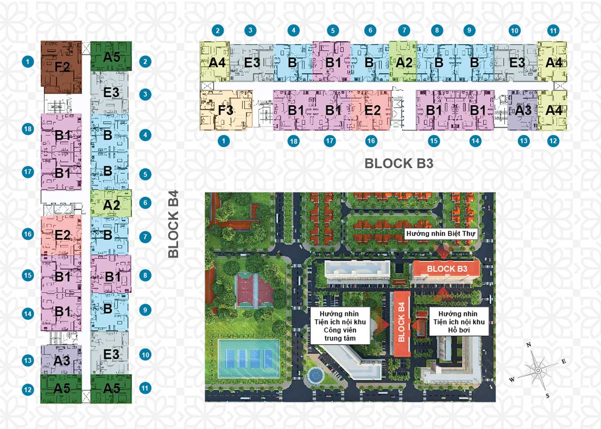 Mặt bằng Block B3 - B4 Green Town Mặt bằng Block B3 - B4 Green Town