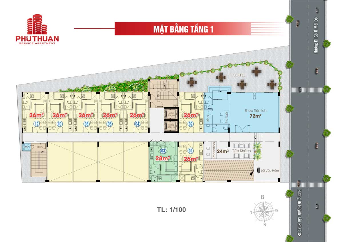 KHU NHÀ Ở DỊCH VỤ PHÚ THUẬN QUẬN 7 mat bang tang 1 khu nha o dich vu phu thuan quan 7 - KHU NHÀ Ở DỊCH VỤ PHÚ THUẬN QUẬN 7