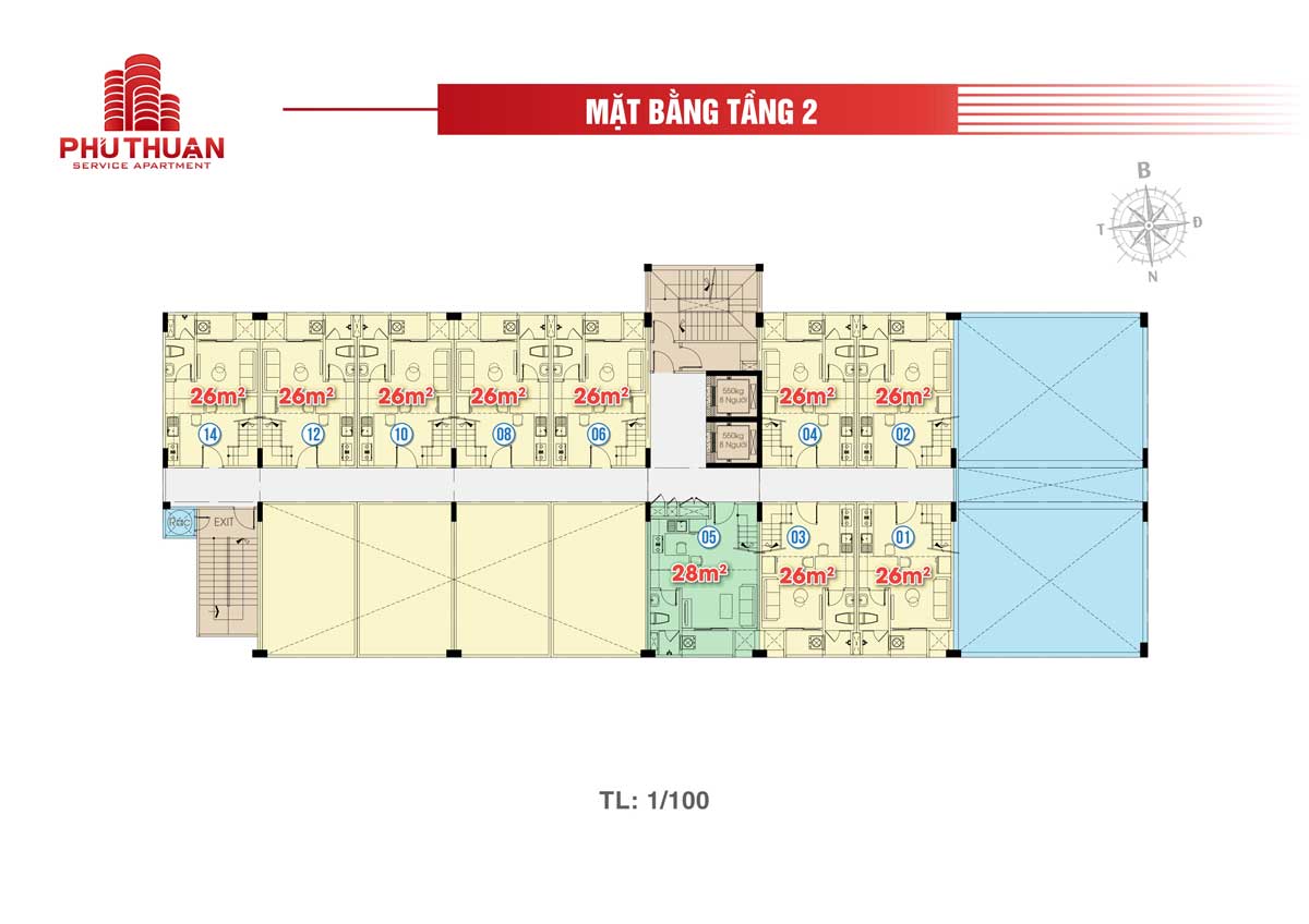 KHU NHÀ Ở DỊCH VỤ PHÚ THUẬN QUẬN 7 mat bang tang 2 khu nha o dich vu phu thuan quan 7 - KHU NHÀ Ở DỊCH VỤ PHÚ THUẬN QUẬN 7