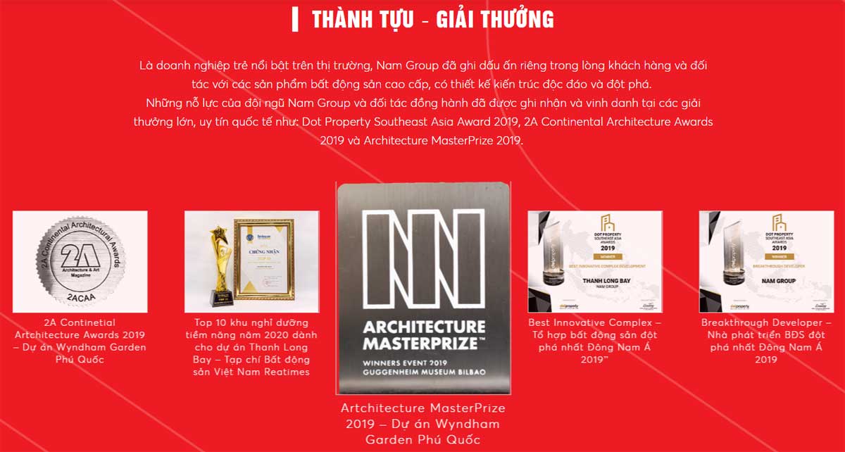 Thành tựu của Nam Group Thành tựu của Nam Group