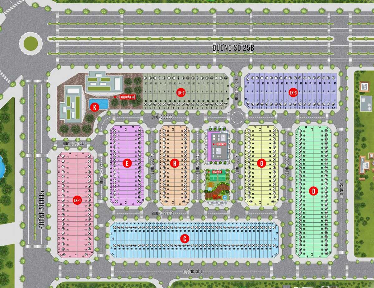 Mặt bằng ph&acirc;n l&ocirc; Mặt bằng Dự &aacute;n The Centre House Nhơn Trạch Đồng Nai