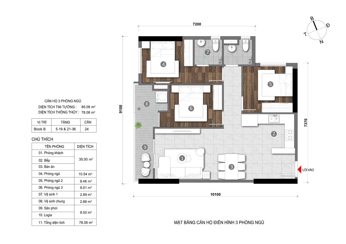 Thiết kế căn 3 PN Thiết kế căn 3 PN