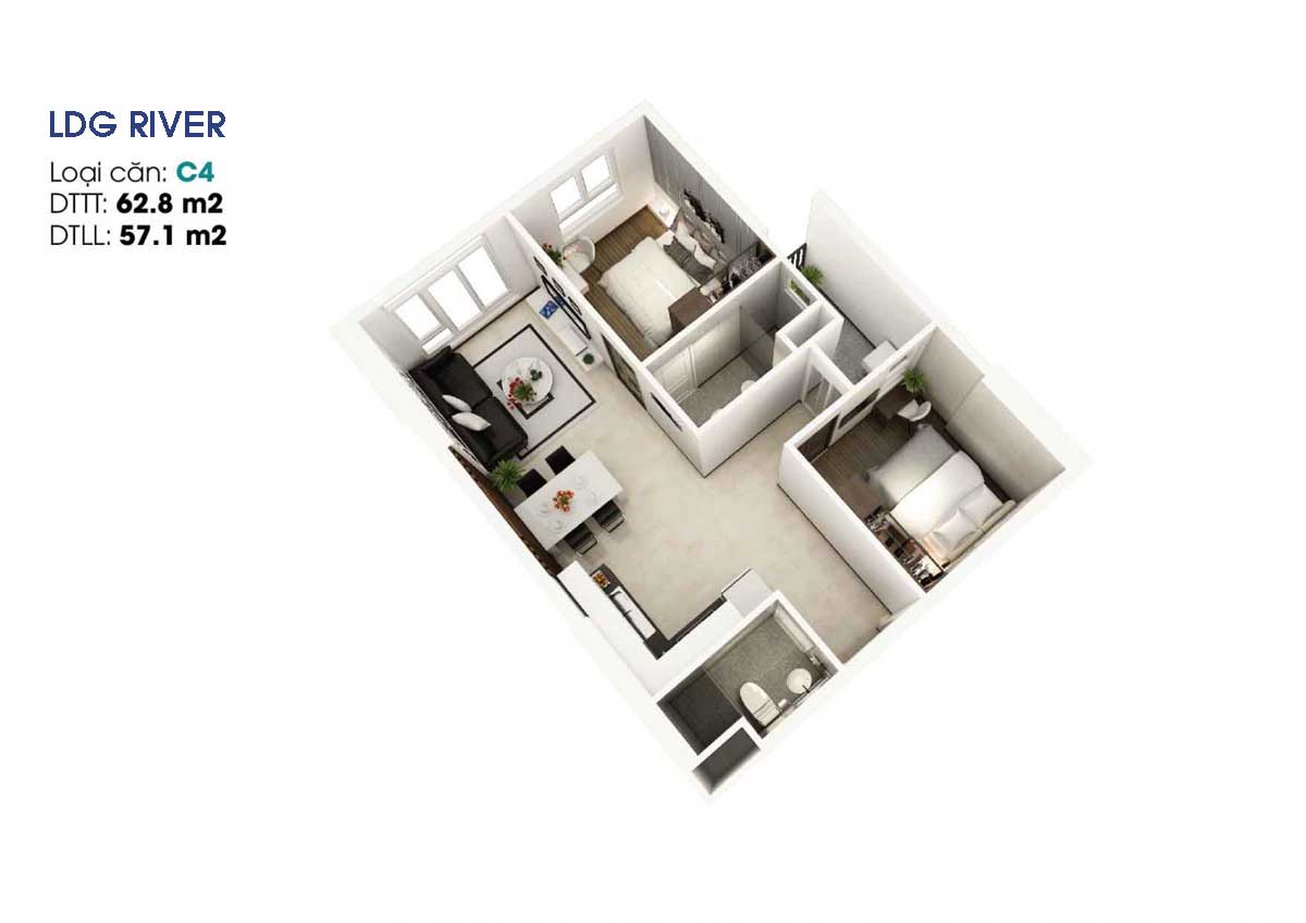 Thiết kế Căn 62,8m2
