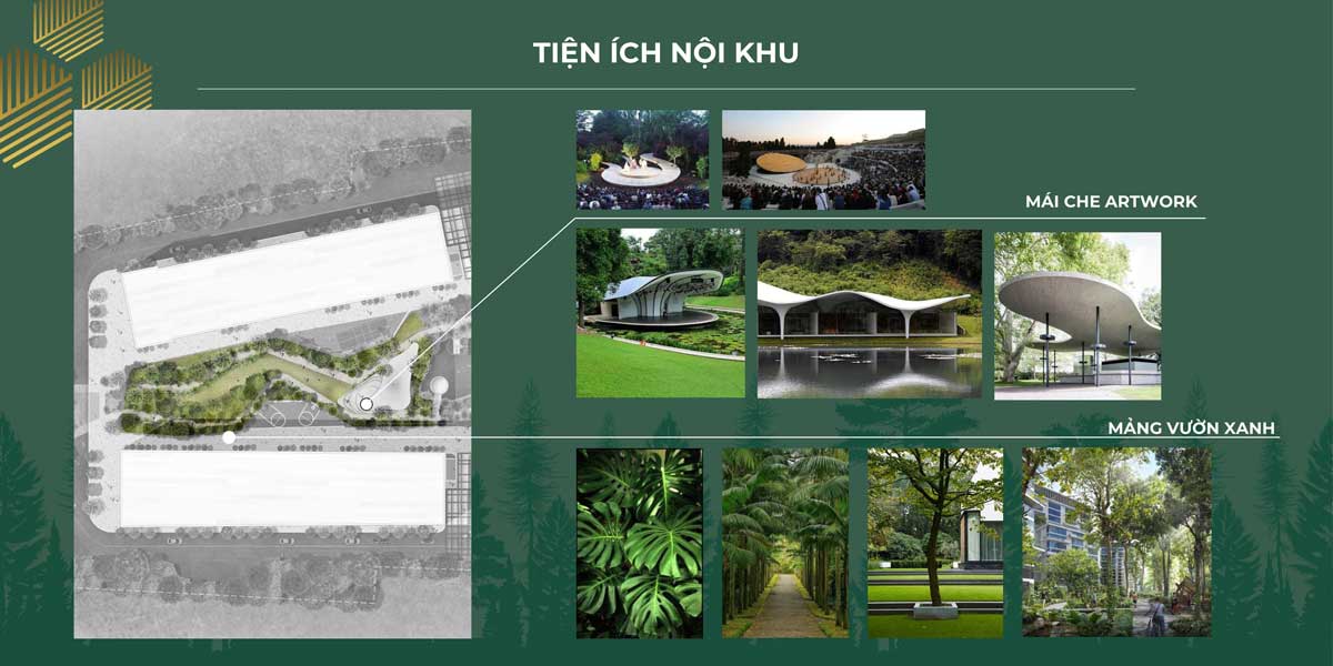 ANDERSON PARK BÌNH DƯƠNG tien ich noi khu mai che artwork va mang vuon xanh du an anderson park - ANDERSON PARK BÌNH DƯƠNG