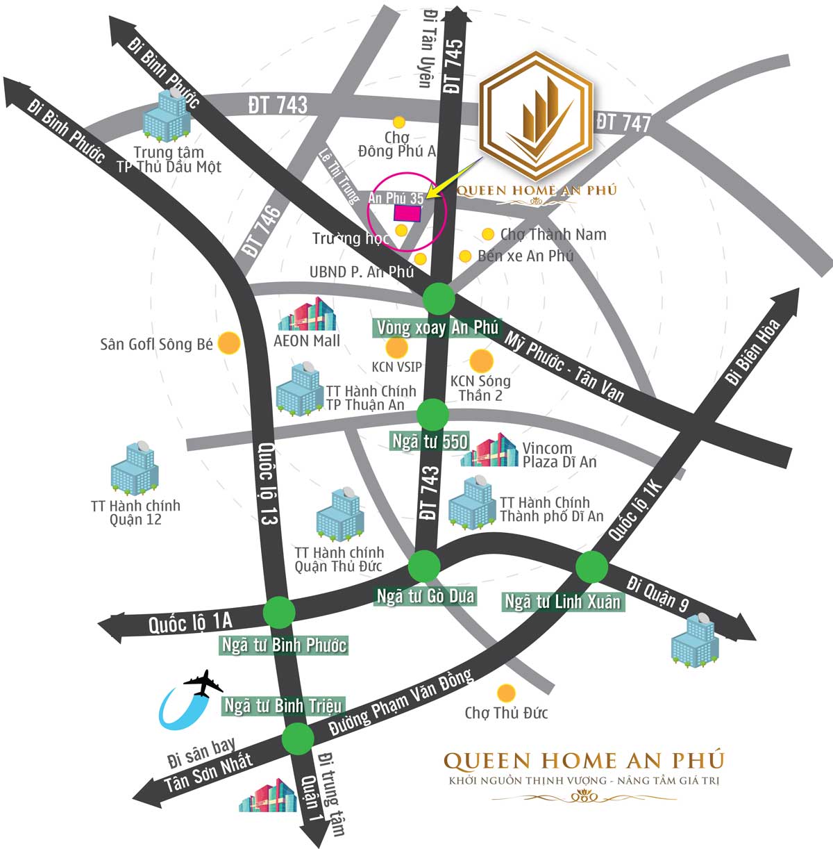 Vị trí Dự án Queen Home An Phú Vị trí Dự án Queen Home An Phú