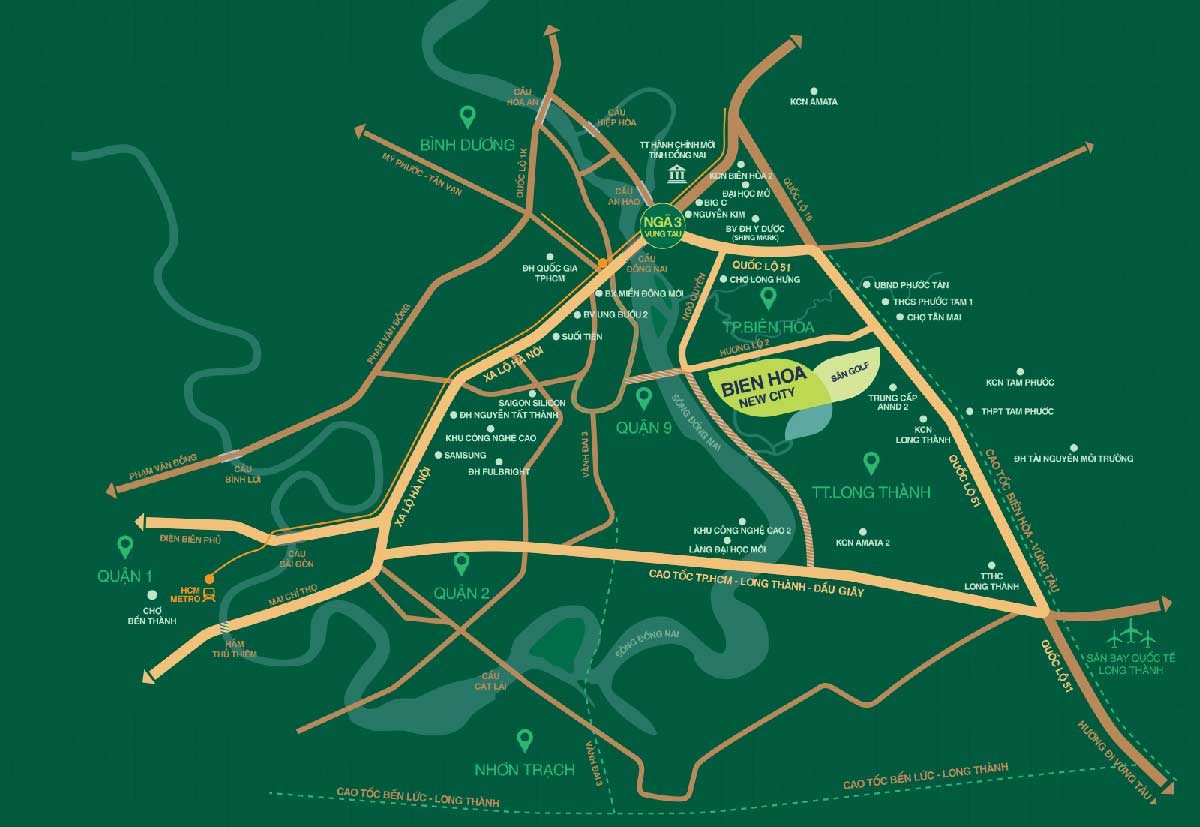 Vị tr&iacute; Biệt thự Dự &aacute;n Bi&ecirc;n H&ograve;a New City