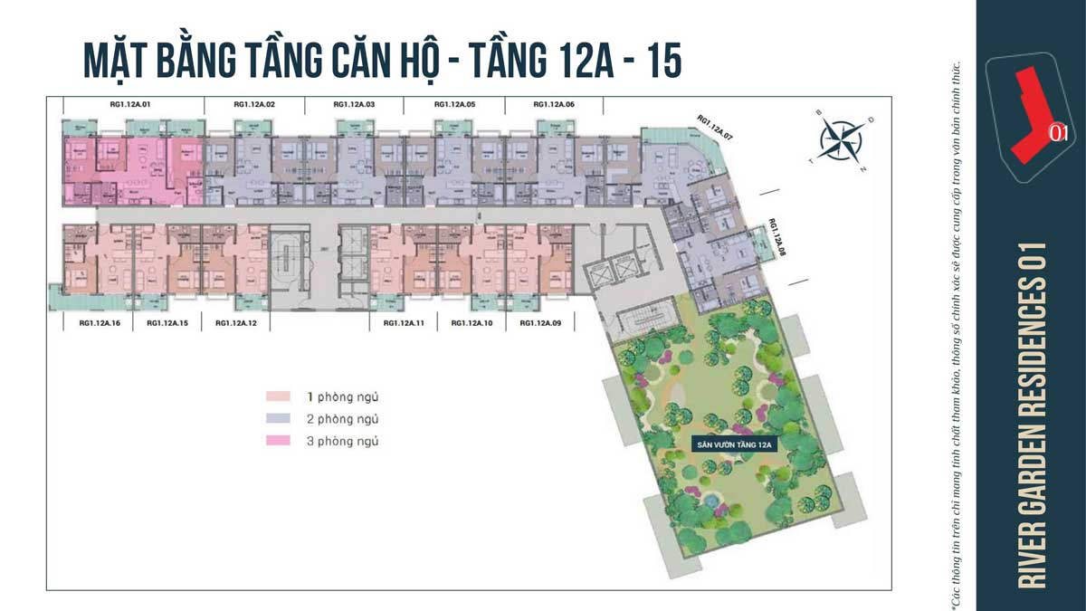 Mặt bằng Tầng 12A - 15 Căn hộ River Garden Residences Mặt bằng Tầng 12A - 15 Căn hộ River Garden Residences