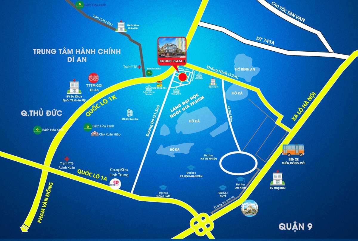 Vị trí Dự án Nhà phố Bcons Plaza Dĩ An Bình Dương Vị trí Dự án Nhà phố Bcons Plaza Dĩ An Bình Dương