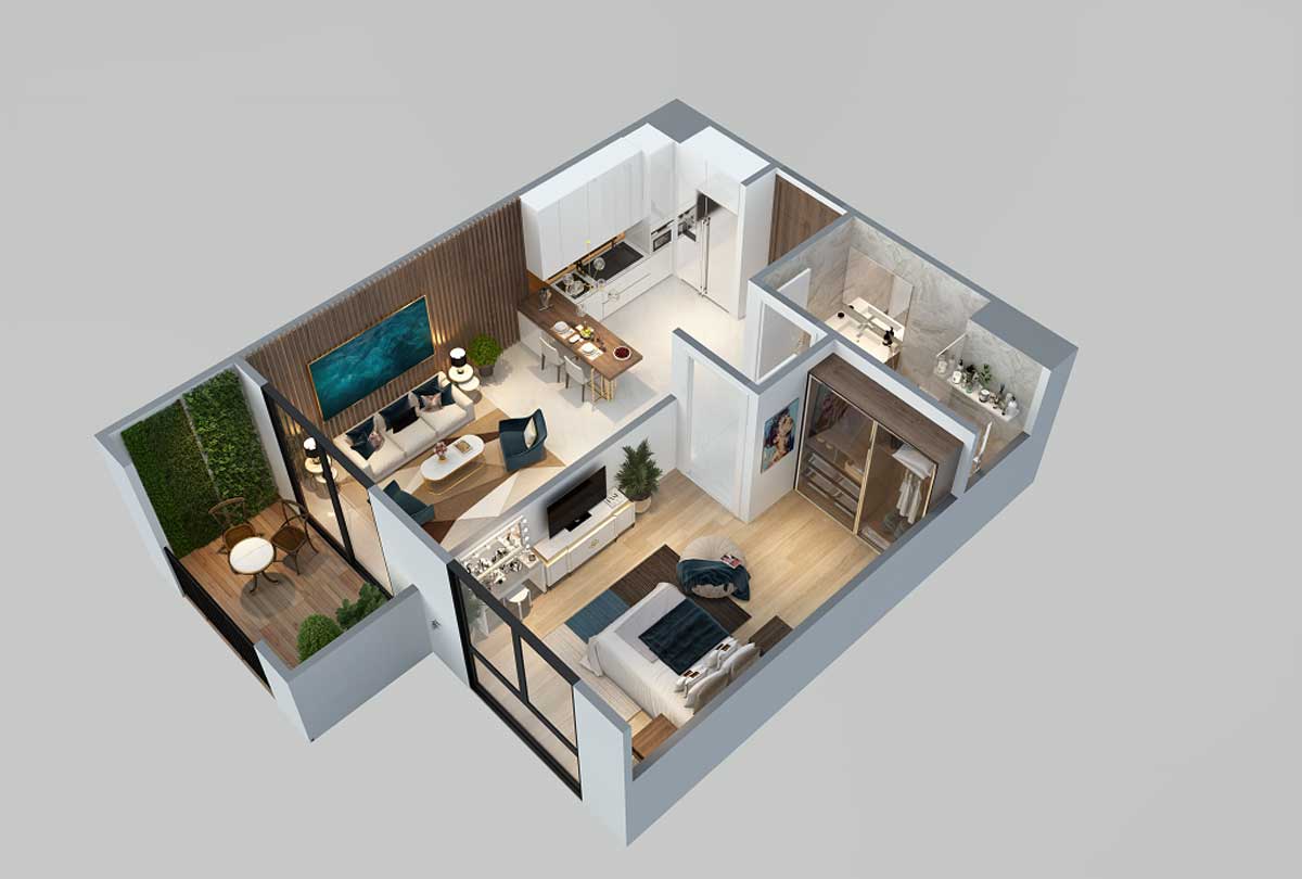 Thiết kế 3D – Căn 1PN Thiết kế 3D – Căn 1PN
