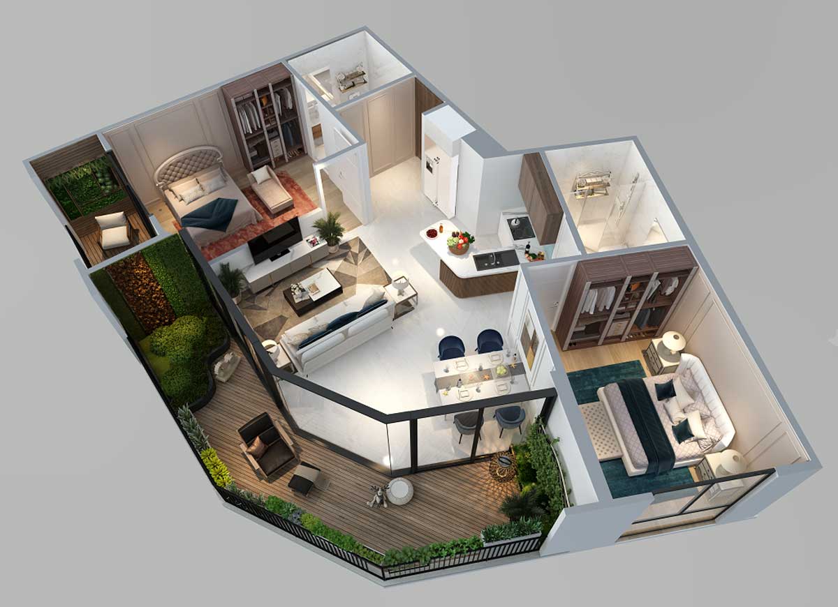 Thiết kế 3D – Căn 2PN Panoram Thiết kế 3D – Căn 2PN Panoram