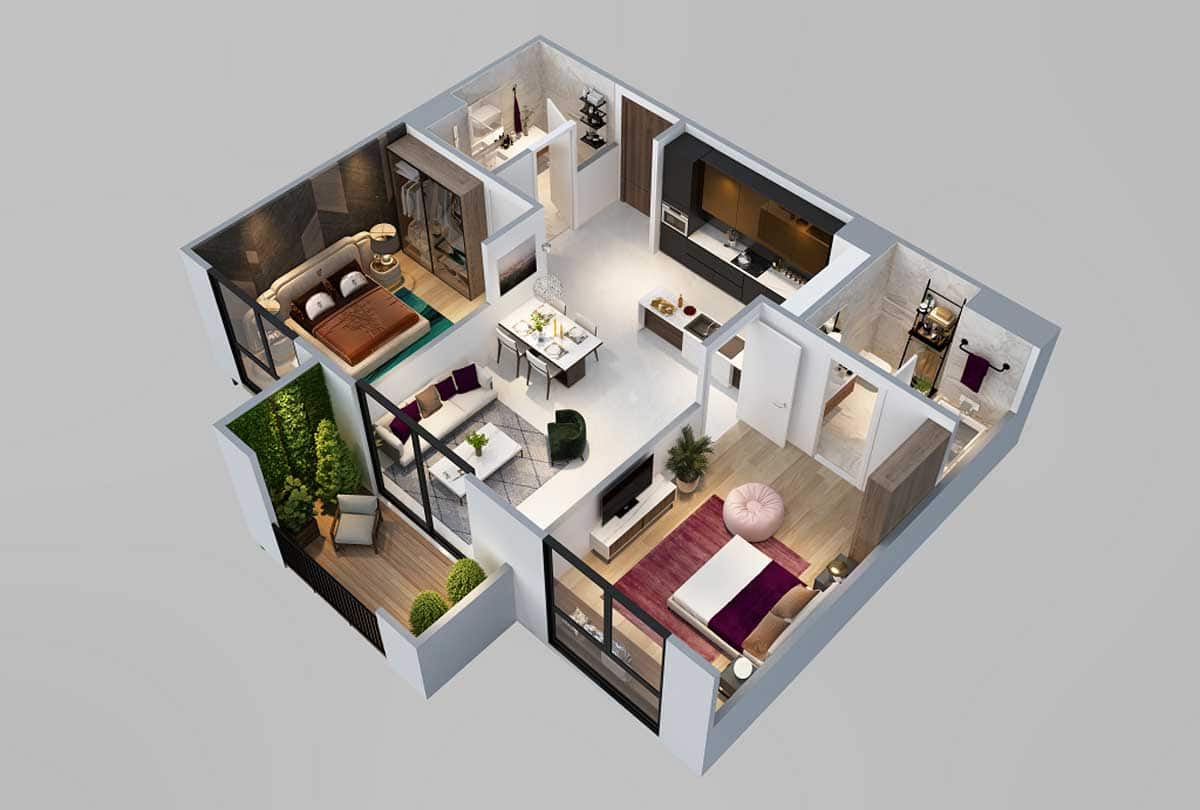 Thiết kế 3D – Căn 2PN Thiết kế 3D – Căn 2PN