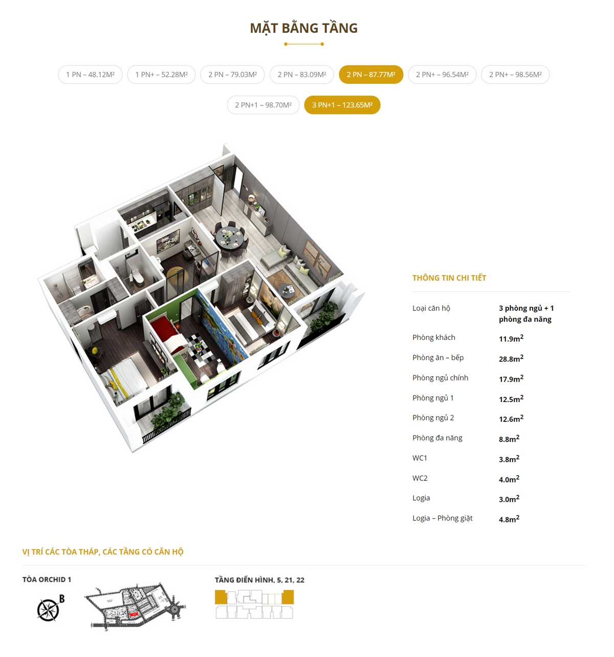 Hà Đô Centrosa Garden Can ho 3 PN1 – 123.65M² Ha Do Centrosa Garden Quan 10 - Hà Đô Centrosa Garden