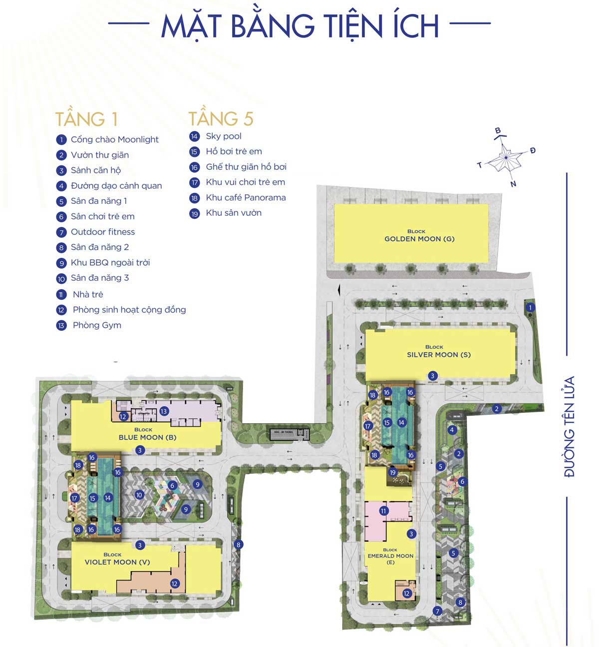 Mặt bằng tiện ích nội khu Dự án Căn hộ Moonlight Centre Point Tên Lửa Bình Tân Mặt bằng tiện ích nội khu Dự án Căn hộ Moonlight Centre Point Tên Lửa Bình Tân