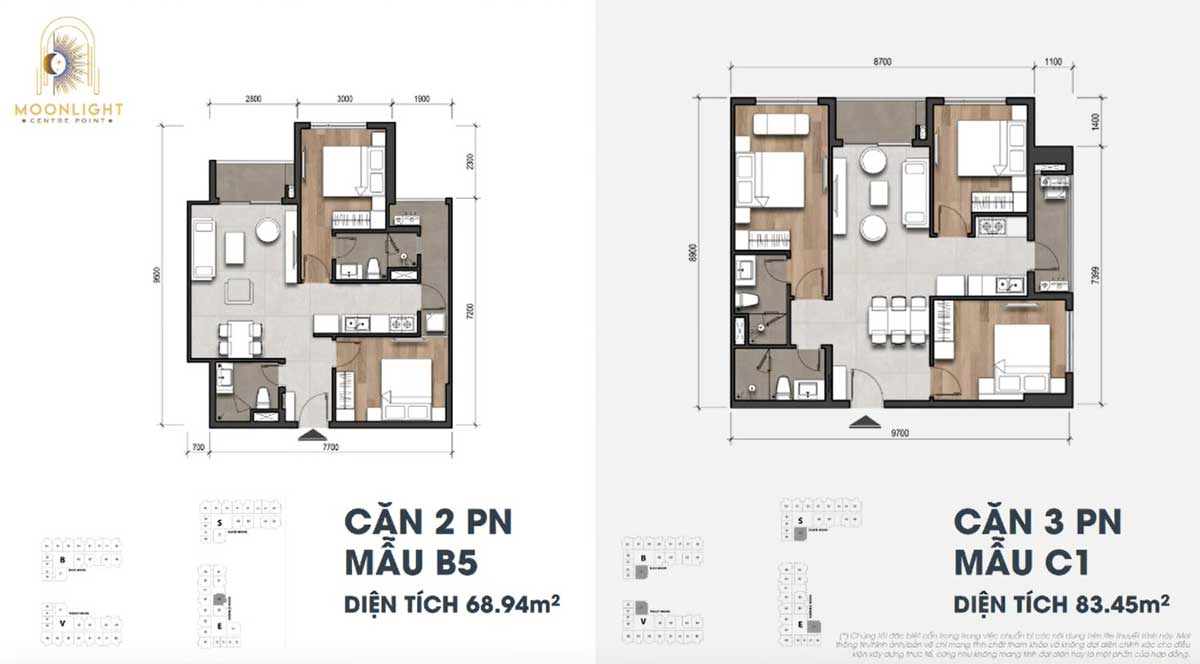 Moonlight Centre Point Thiet ke Can ho 2PN va 3PN Moonlight Centre Point Binh Tan - Moonlight Centre Point
