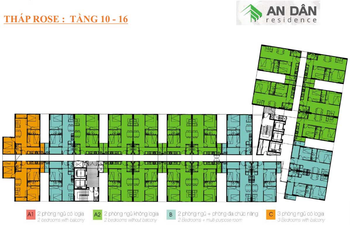 An Dân Residence mat bang thap rose tang 10 den 16 an dan residence - An Dân Residence