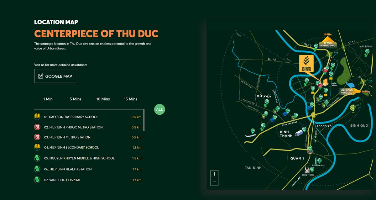 Vị trí Dự án Căn hộ Urban Green Thủ Đức Vị trí Dự án Căn hộ Urban Green Thủ Đức