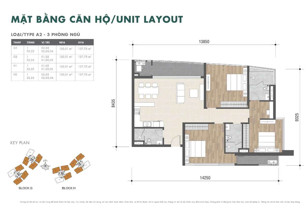 Căn hộ Grand Sentosa 3 Ph&ograve;ng Ngủ Loại A2