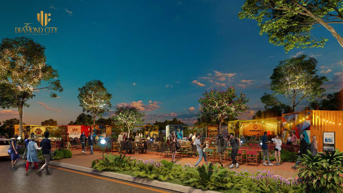 Tien ich khu cafe Du an The Diamond City - Khu D&acirc;n Cư Quốc Linh