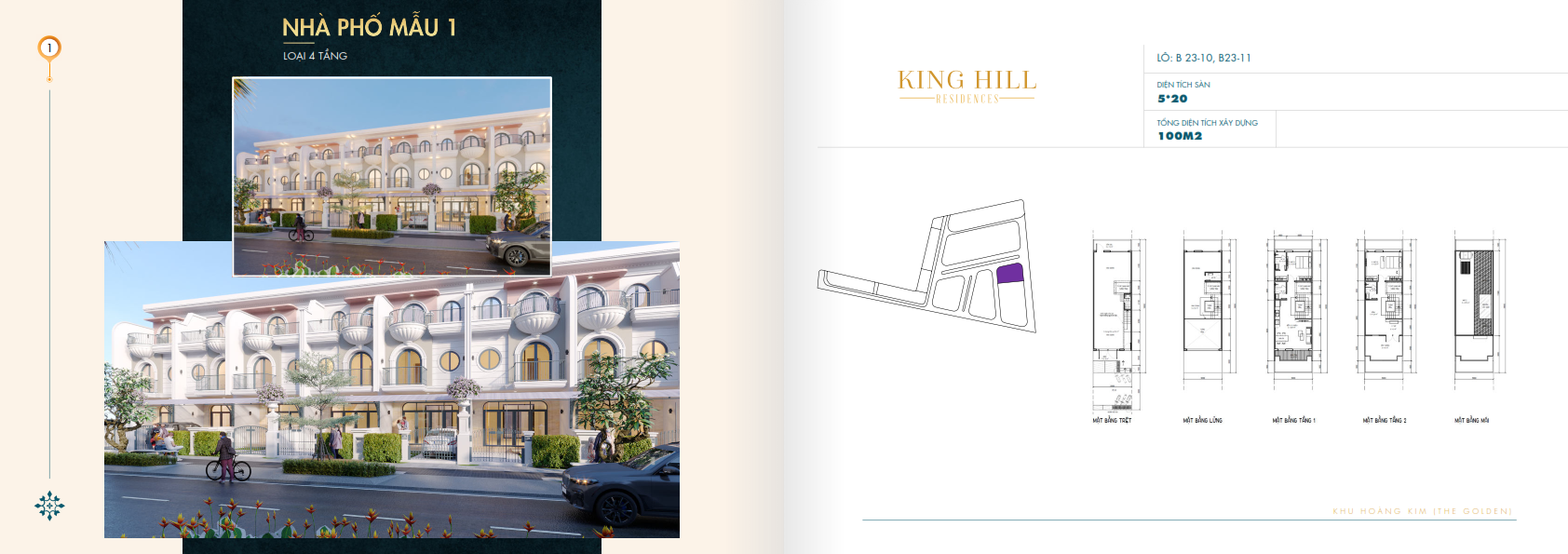 Nhà phố mẫu 1 loại 4 tầng Dự án King Hill Residences Nhà phố mẫu 1 loại 4 tầng Dự án King Hill Residences