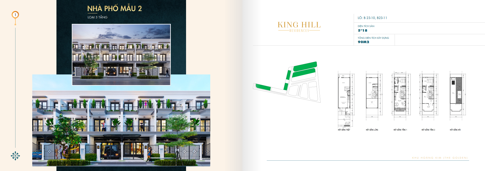 Nhà phố mẫu 2 loại 3 tầng Dự án King Hill Residences Nhà phố mẫu 2 loại 3 tầng Dự án King Hill Residences