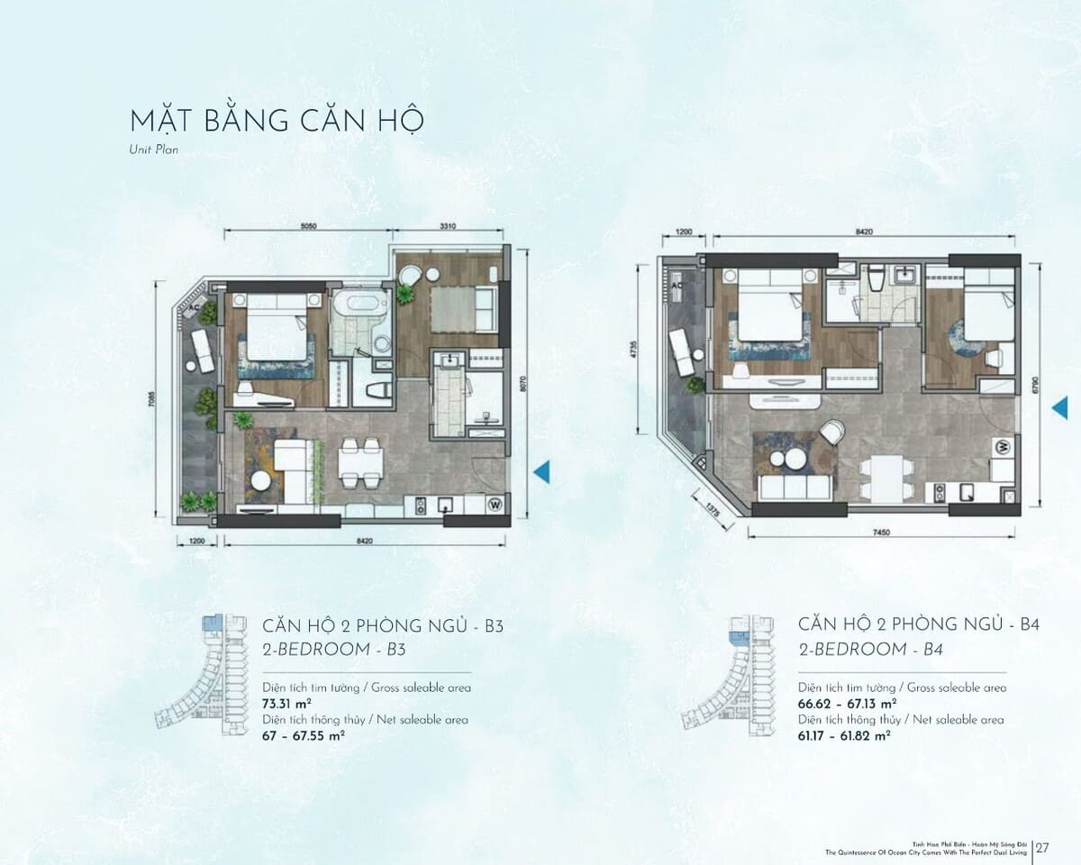 Căn hộ The Meraki 2 ph&ograve;ng ngủ B3 v&agrave; B4