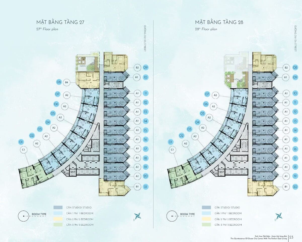 Mặt bằng tiện &iacute;ch tầng 27 v&agrave; tầng 28 The Meraki Vũng T&agrave;u