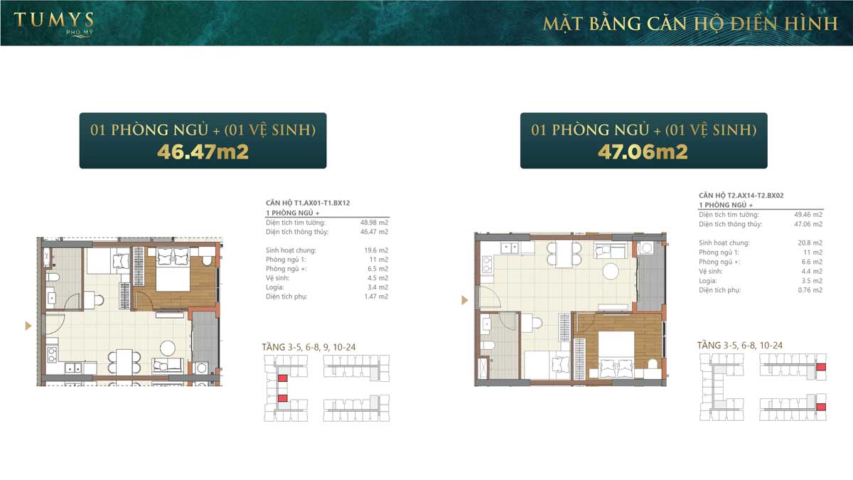 Căn hộ 1PN Tumys Phú Mỹ Căn hộ 1PN Tumys Phú Mỹ