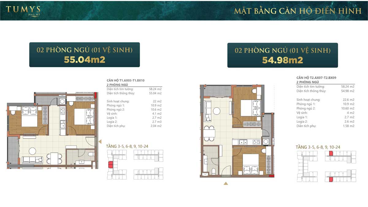Căn hộ 2PN 1 Toilet Tumys Phú Mỹ Căn hộ 2PN 1 Toilet Tumys Phú Mỹ