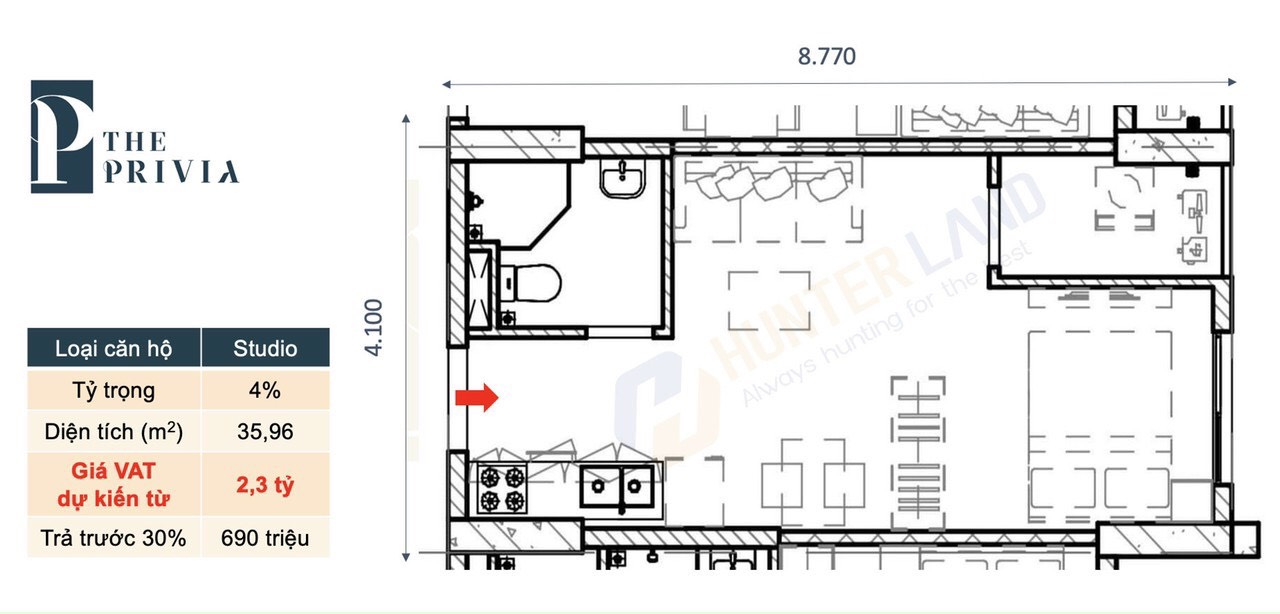 thiet ke can ho the privia studio - The Privia
