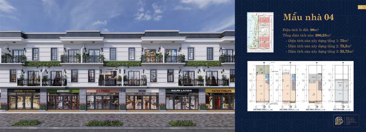 Thiet ke Nha pho Bac Lieu Riverside Commercial Zone 4 - Bạc Li&ecirc;u Riverside