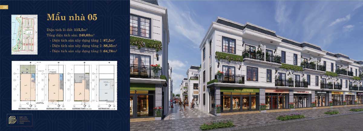 Thiet ke Nha pho Bac Lieu Riverside Commercial Zone 5 - Bạc Li&ecirc;u Riverside